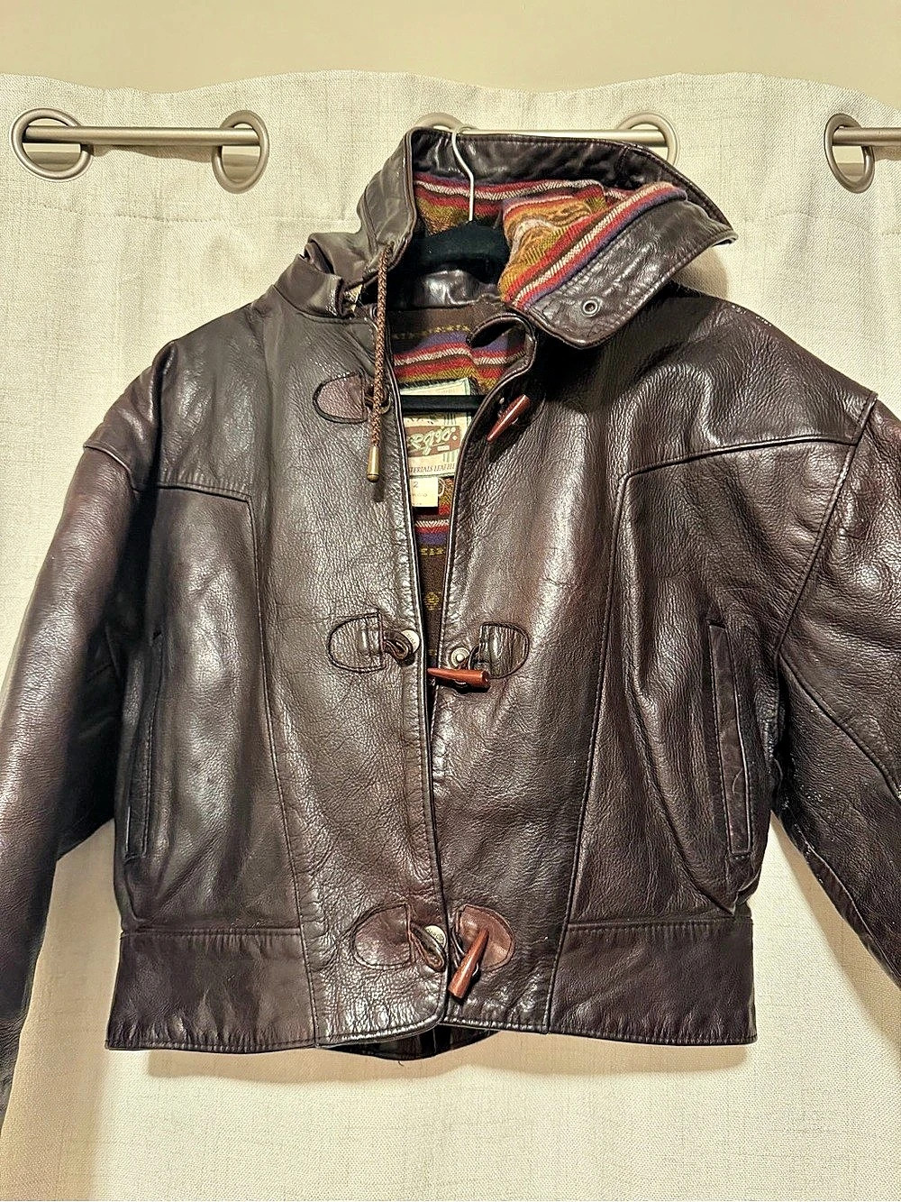 Giorgio Brown Leather Toggle Jacket Size 2